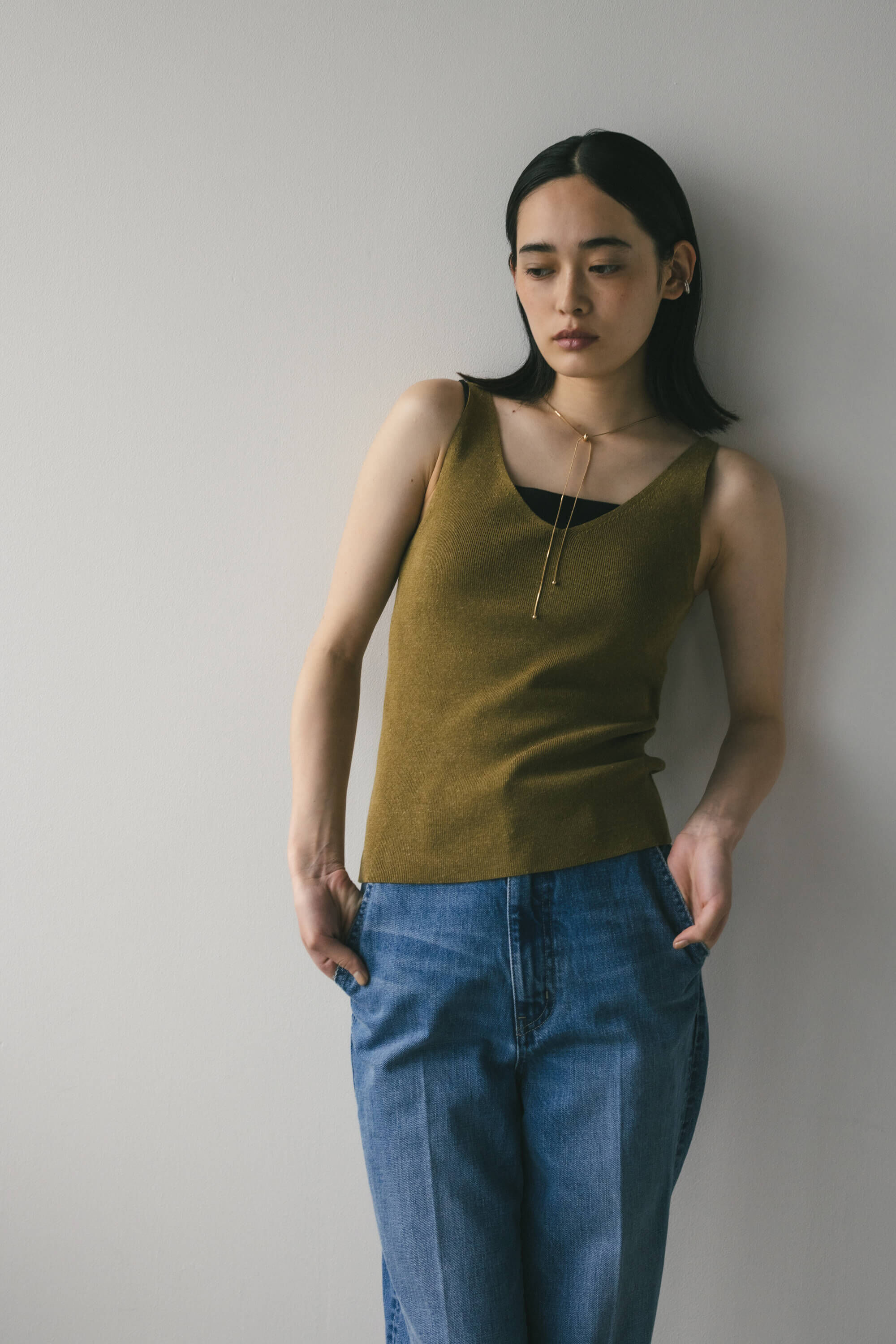 STYLEMIXER「リネンミックスVニット」|タンクトップ|