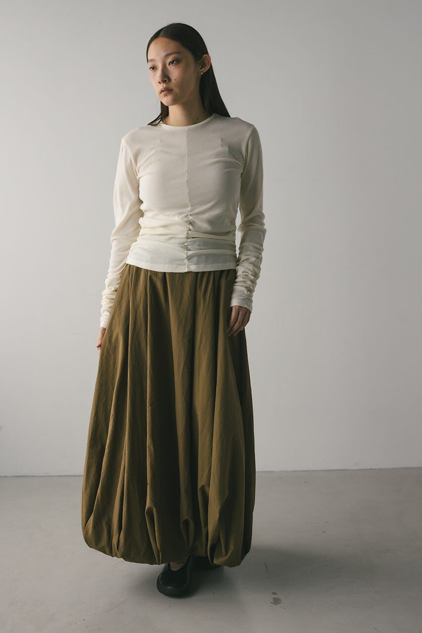 STYLEMIXER「ギャザーソフトリブカットトップ」|Tシャツ・カットソー|