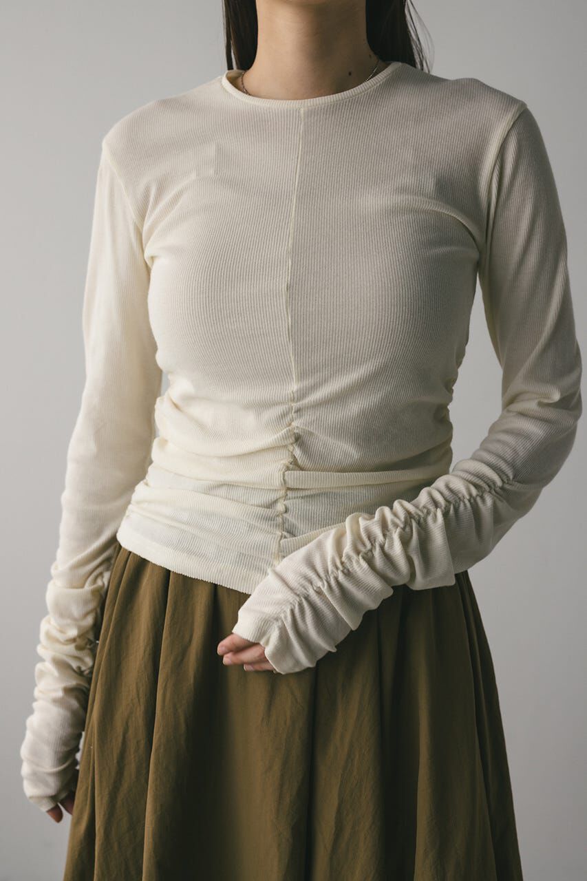 STYLEMIXER「ギャザーソフトリブカットトップ」|Tシャツ・カットソー|