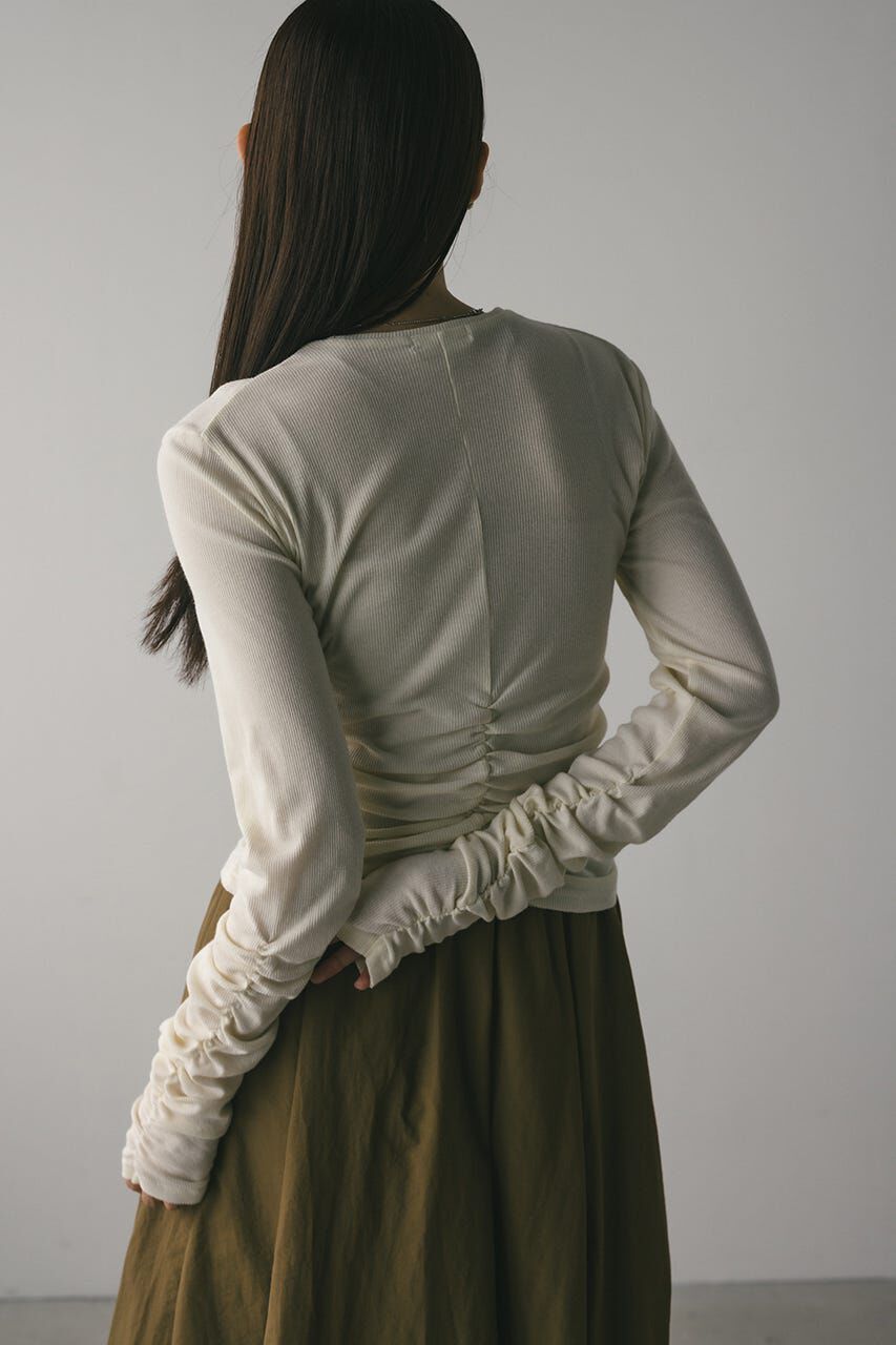 STYLEMIXER「ギャザーソフトリブカットトップ」|Tシャツ・カットソー|