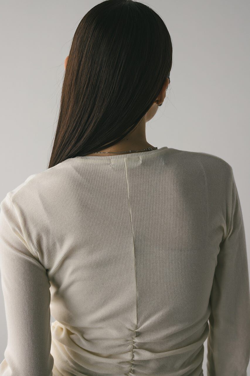 STYLEMIXER「ギャザーソフトリブカットトップ」|Tシャツ・カットソー|