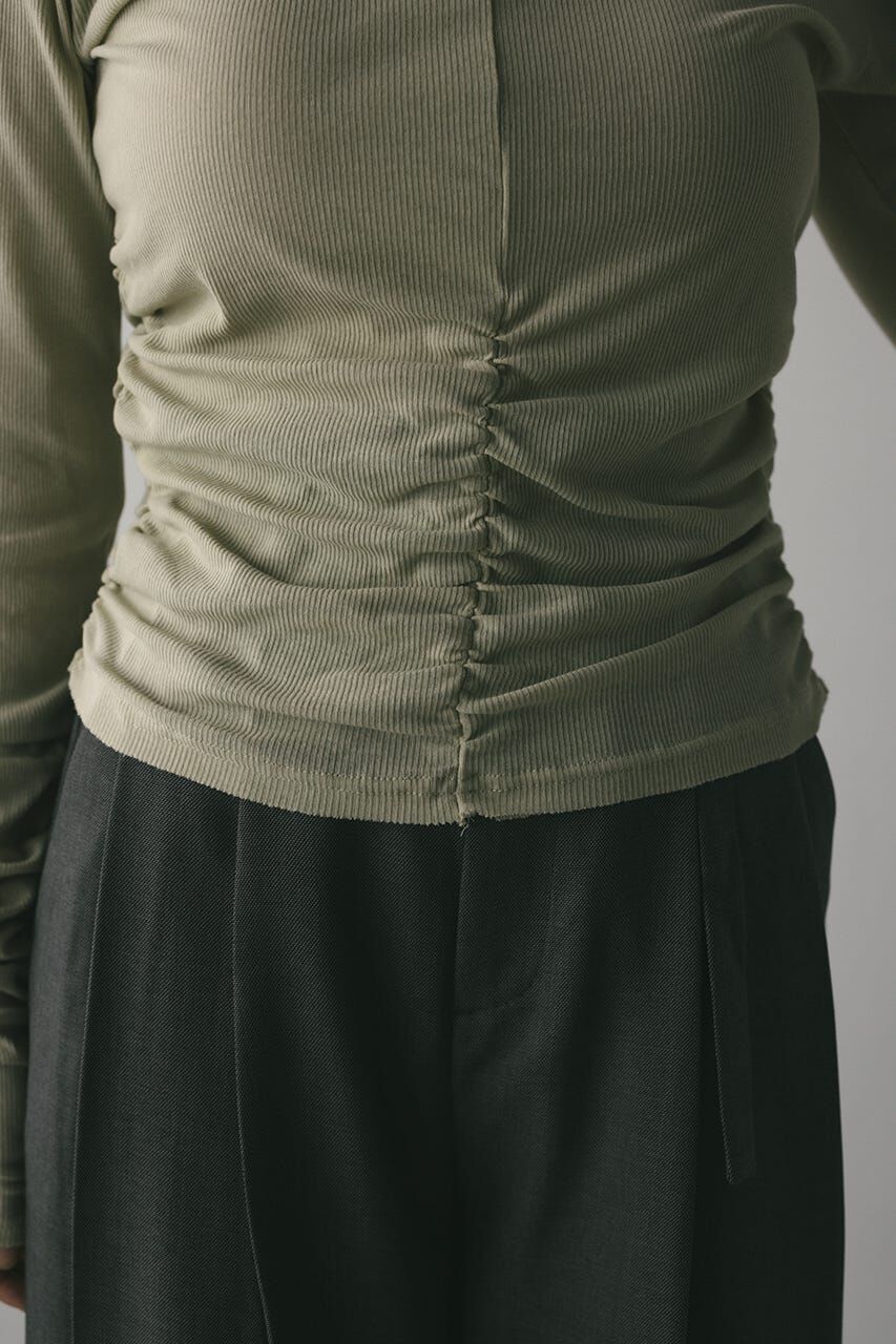 STYLEMIXER「ギャザーソフトリブカットトップ」|Tシャツ・カットソー|