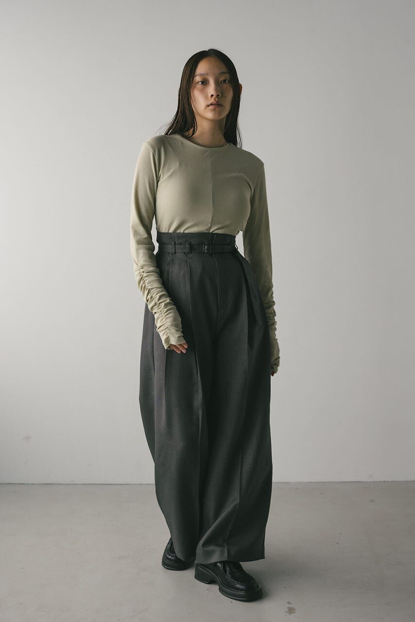 STYLEMIXER「ギャザーソフトリブカットトップ」|Tシャツ・カットソー|