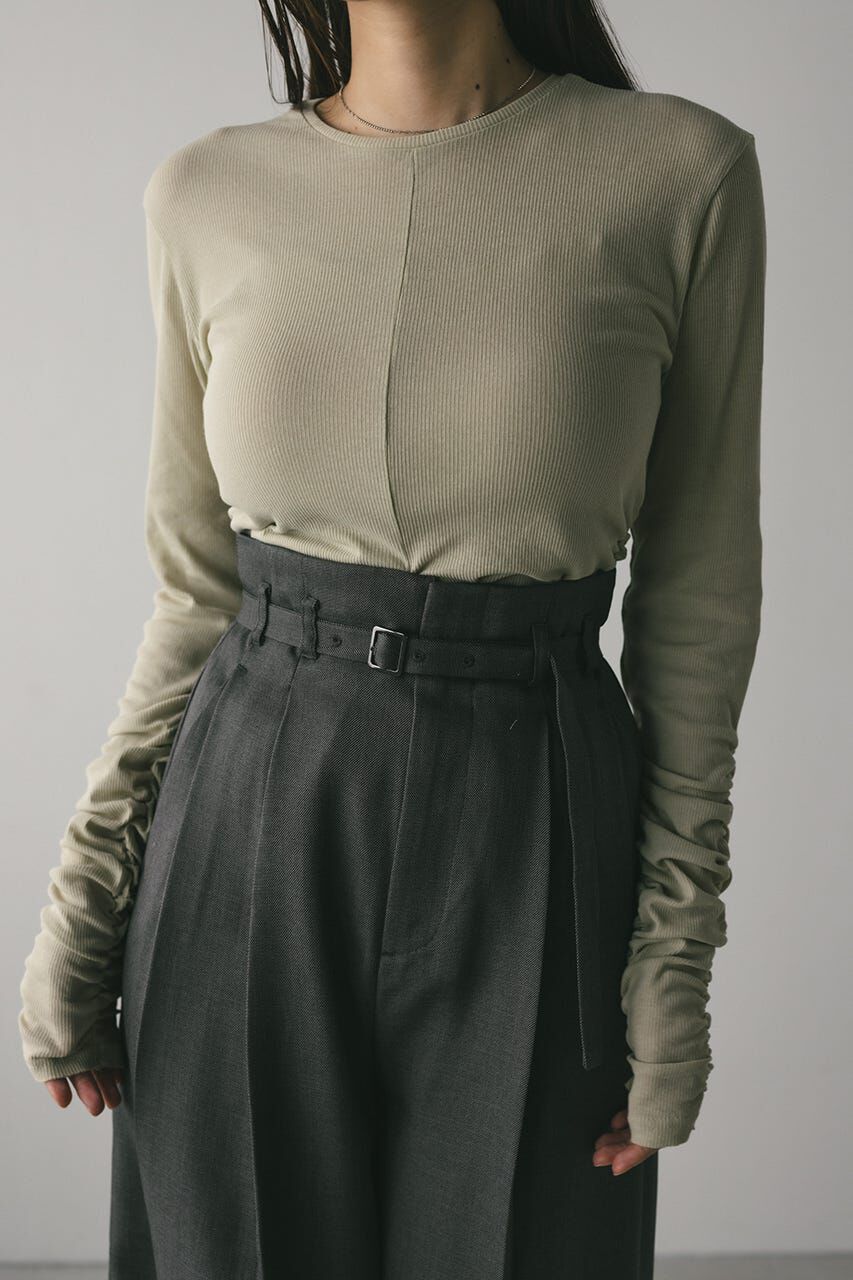 STYLEMIXER「ギャザーソフトリブカットトップ」|Tシャツ・カットソー|