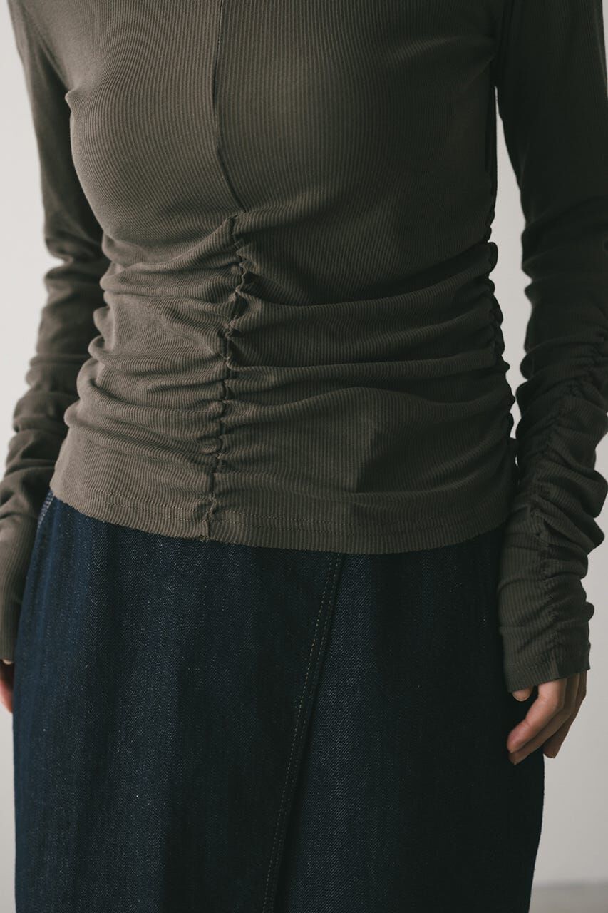 STYLEMIXER「ギャザーソフトリブカットトップ」|Tシャツ・カットソー|