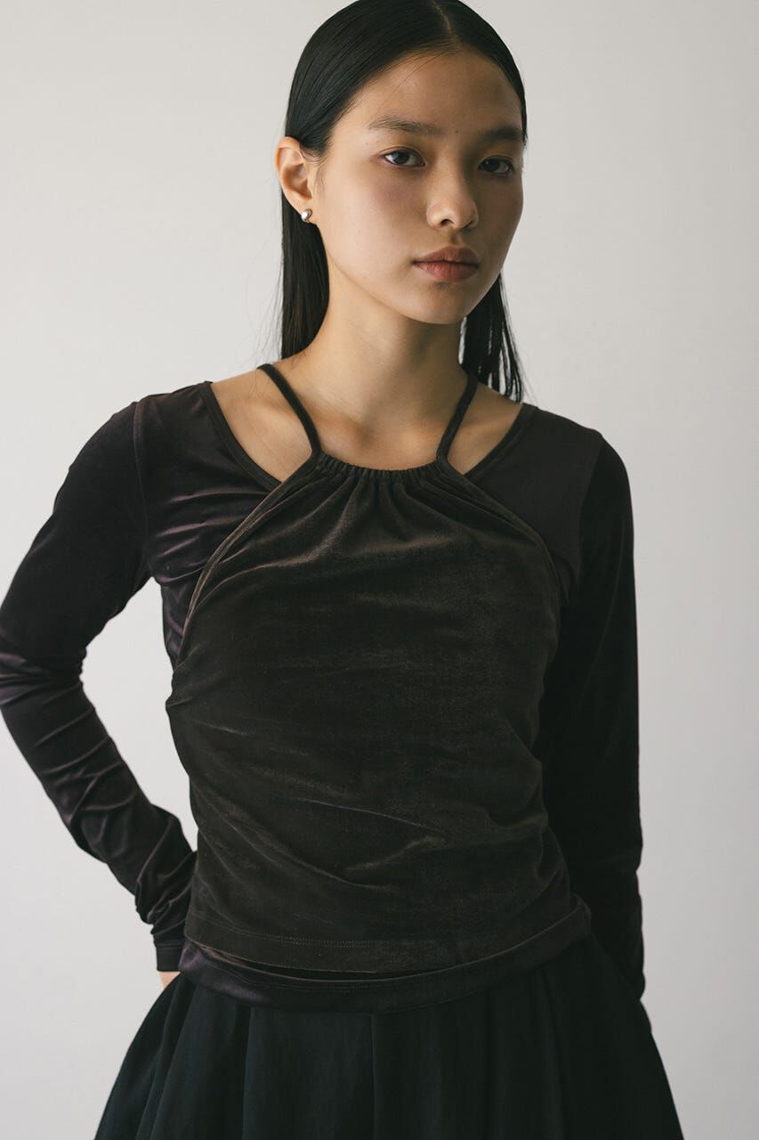 STYLEMIXER「2ピースホルターベロアトップ」|Tシャツ・カットソー|BRN