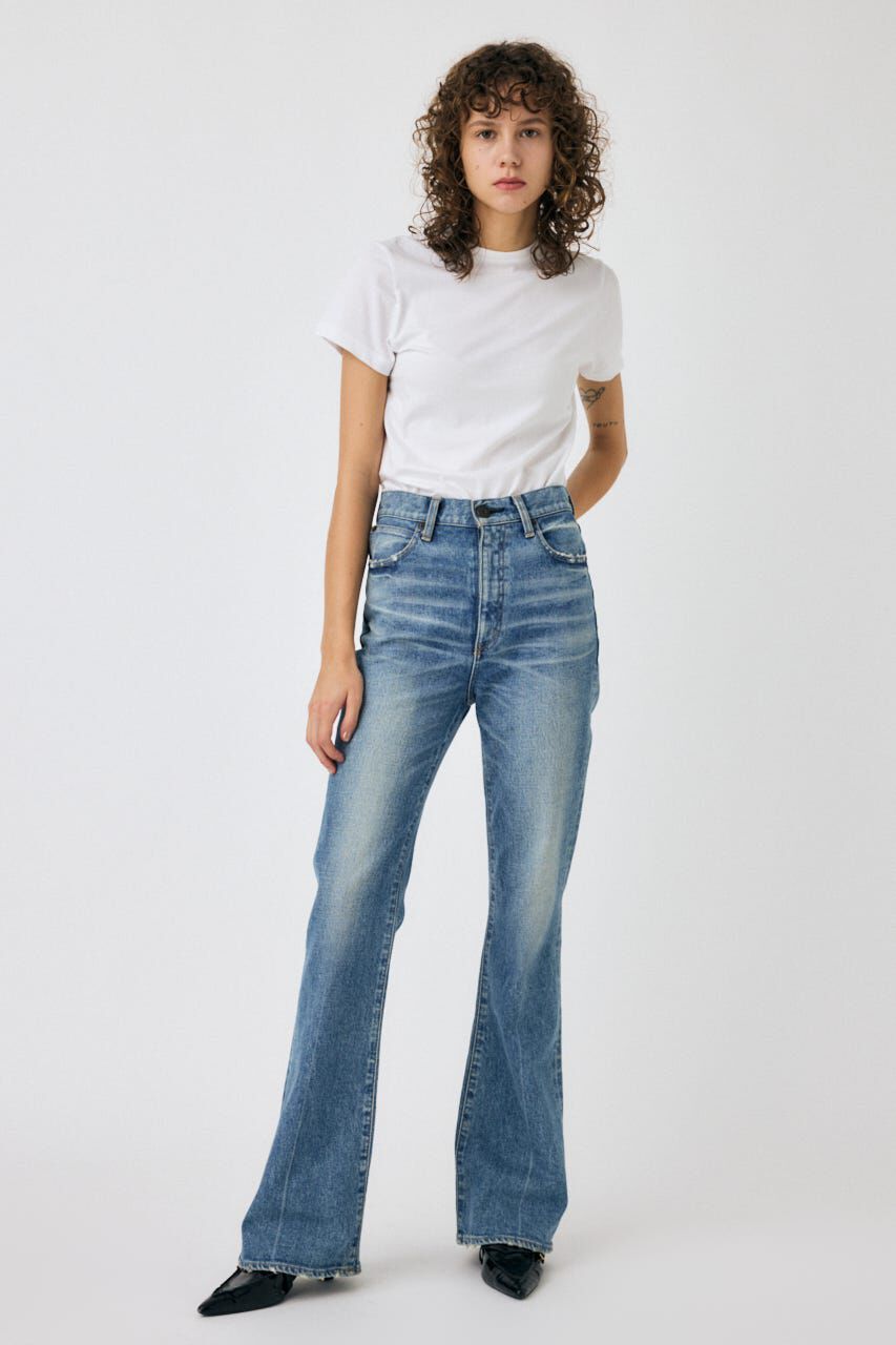 ［美品］moussy mvs FLARE(L) ワンウォッシュ　24インチ MOUSSY マウジー moussy MVS FLARE （ワンウォッシュ） -靴