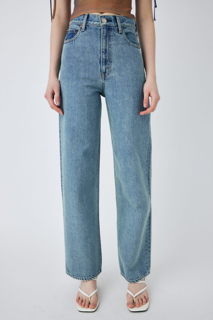 MOUSSY「HIGH WAIST STRAIGHT」|デニム|L/BLU1