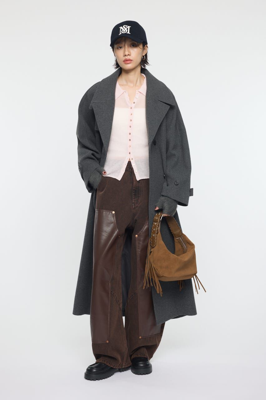 MOUSSY「F/LEATHER DOUBLE KNEE パンツ」|デニム|