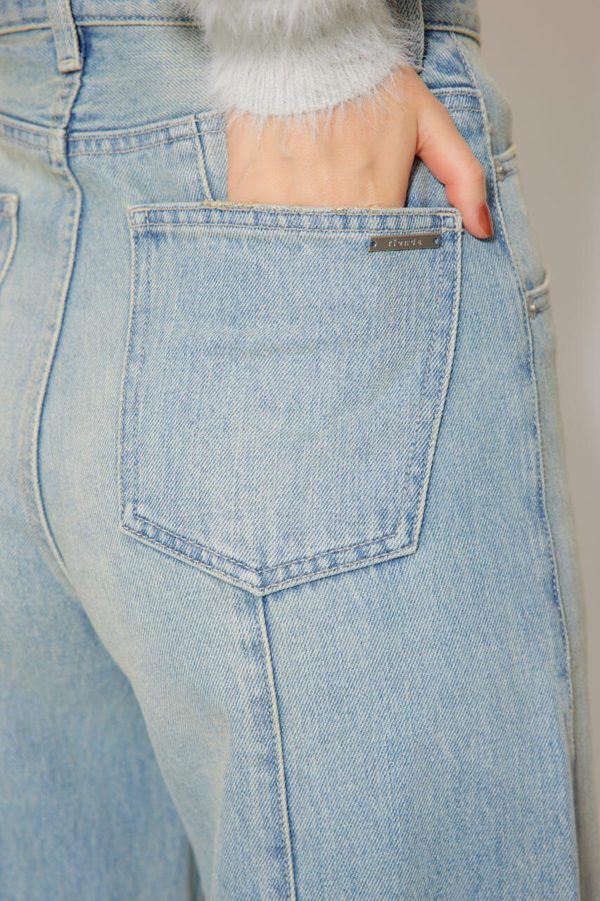 rienda「フロントボタンデザインハイウエストデニムパンツ」|デニム|