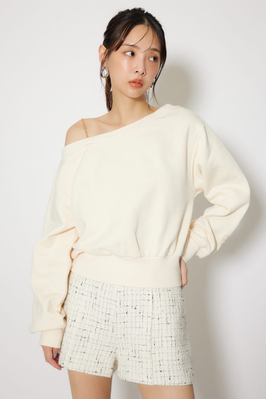 rienda「ワンショルダーボリュームスウェットトップス」|Tシャツ・カットソー|L/YEL1