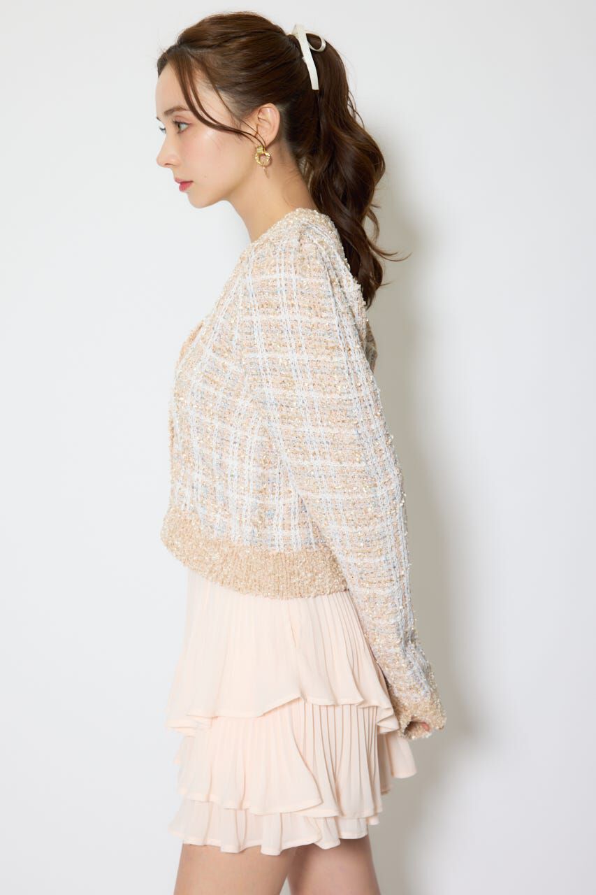 rienda「ツイードニットカーディガントップス」|ニット・セーター|