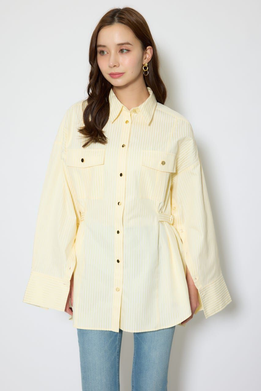 rienda「ベルトディティールビッグシャツ」|シャツ・ブラウス|