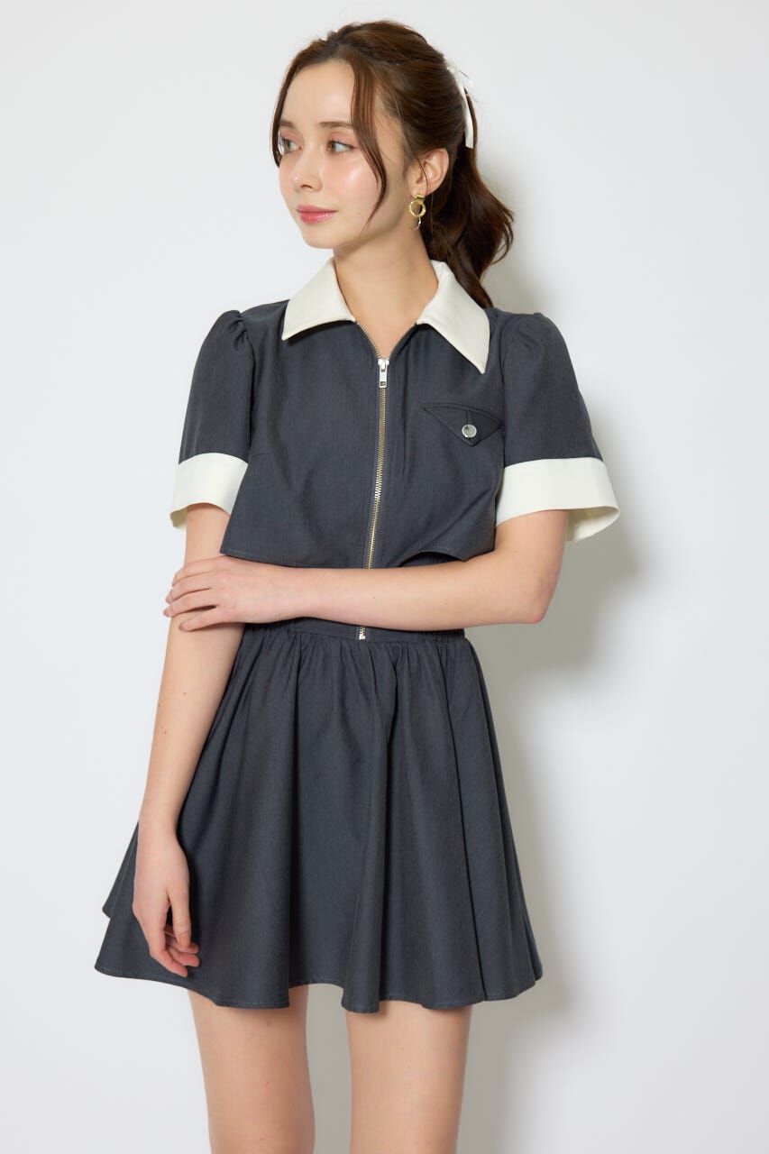 rienda「バストディティールフレアミニワンピース」|ワンピース|