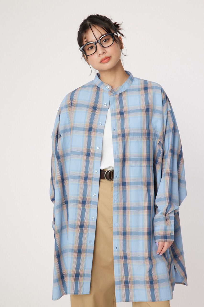 RODEO CROWNS「ドルマンボックスチュニックシャツ」|ワンピース|柄BLU5