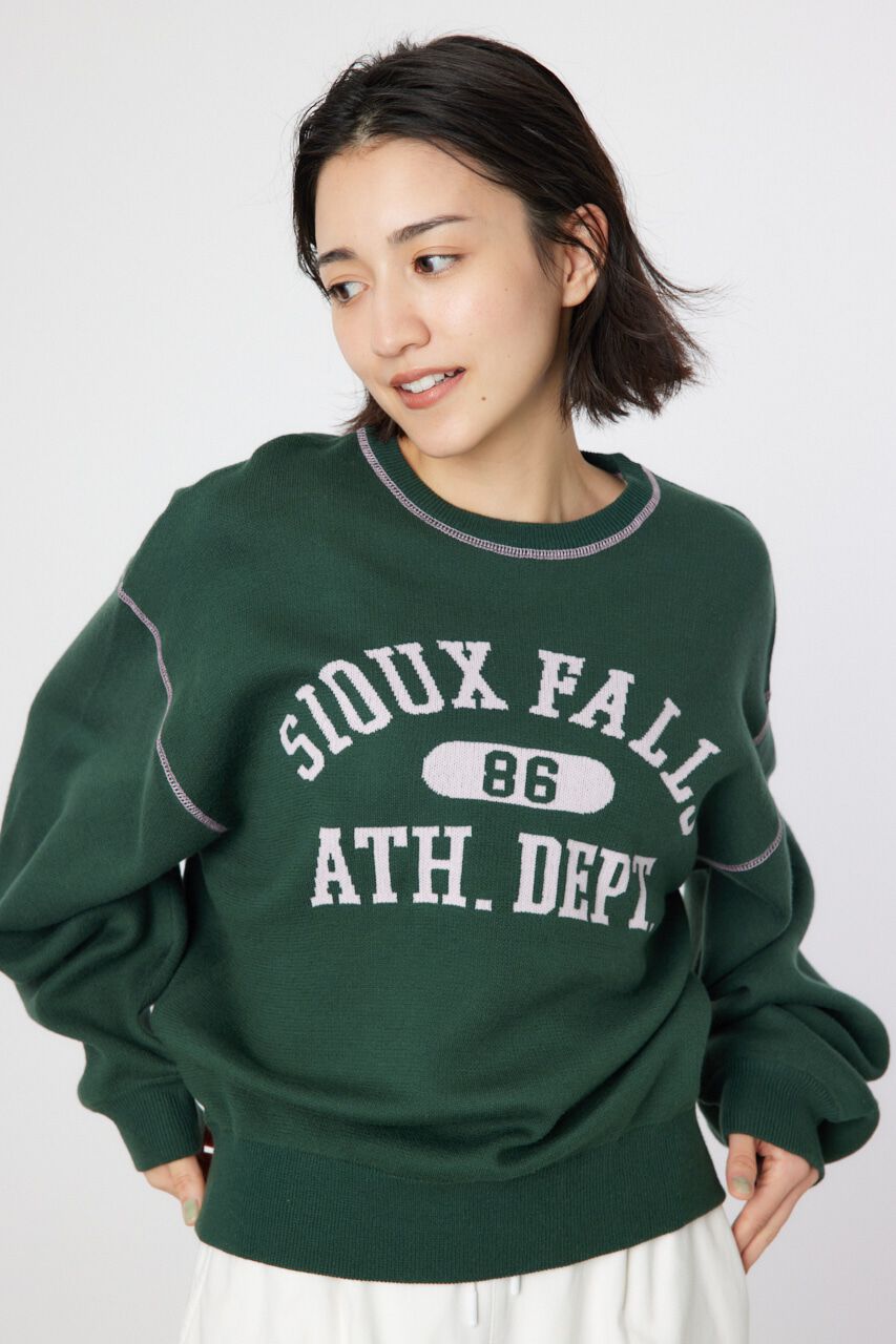 RODEO CROWNS「配色ステッチカレッジニットトップス」|ニット・セーター|D/GRN3