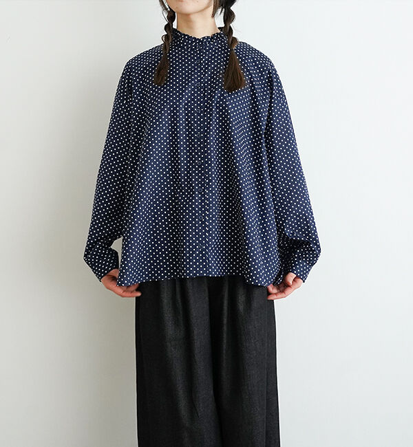 休日と詩「ひとひらブラウス」|シャツ・ブラウス|ネイビー