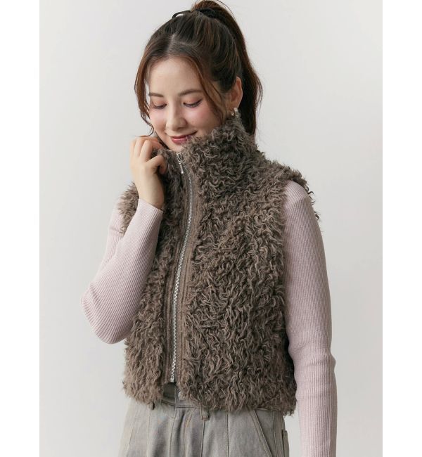 CALNAMUR「フェイクファーノースリーブスタンドブルゾン」|ブルゾン・スタジャン|