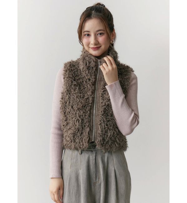 CALNAMUR「フェイクファーノースリーブスタンドブルゾン」|ブルゾン・スタジャン|