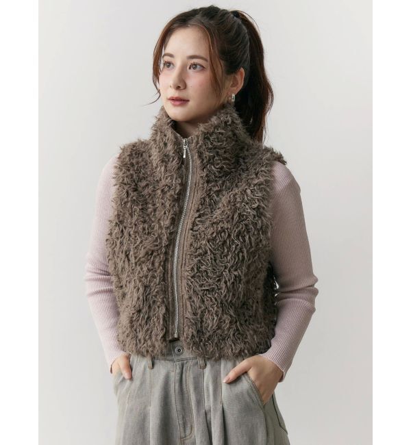 CALNAMUR「フェイクファーノースリーブスタンドブルゾン」|ブルゾン・スタジャン|