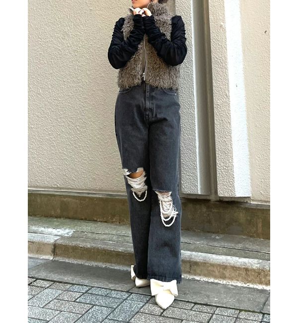 CALNAMUR「フェイクファーノースリーブスタンドブルゾン」|ブルゾン・スタジャン|