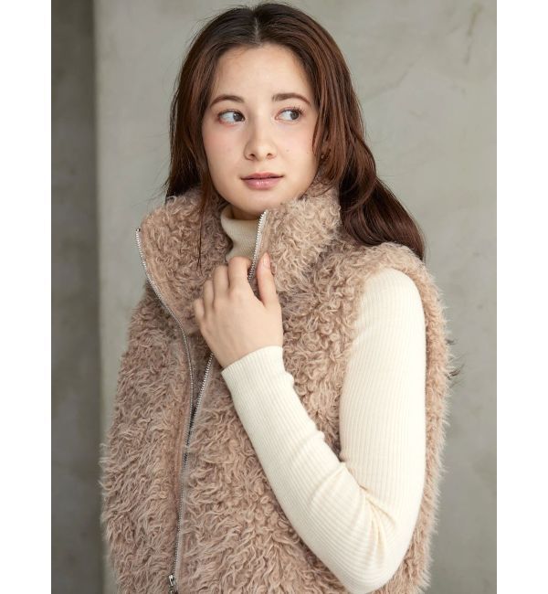 CALNAMUR「フェイクファーノースリーブスタンドブルゾン」|ブルゾン・スタジャン|