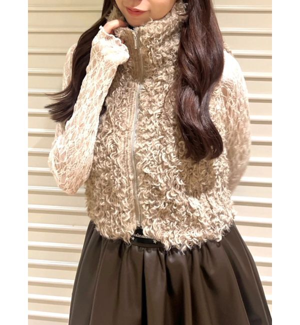 CALNAMUR「フェイクファーノースリーブスタンドブルゾン」|ブルゾン・スタジャン|