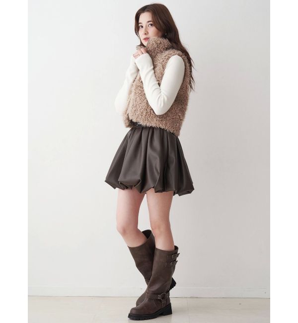 CALNAMUR「フェイクファーノースリーブスタンドブルゾン」|ブルゾン・スタジャン|