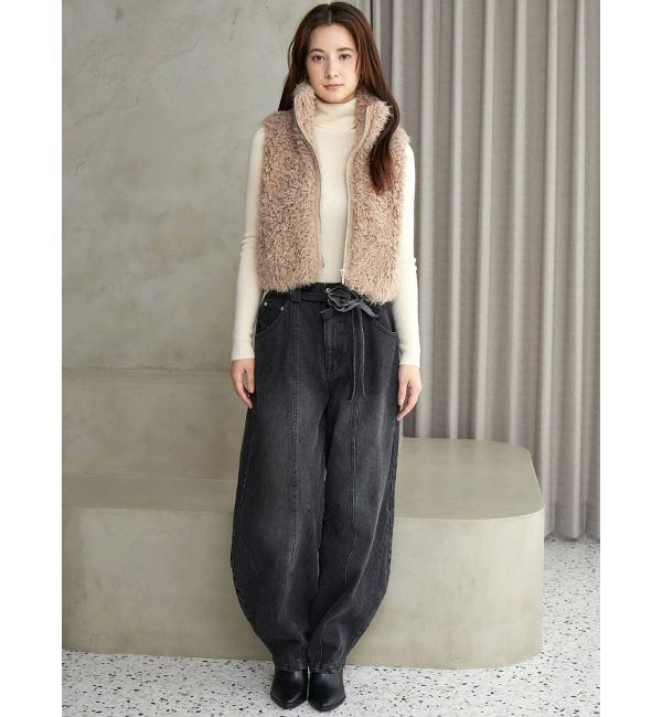 CALNAMUR「フェイクファーノースリーブスタンドブルゾン」|ブルゾン・スタジャン|