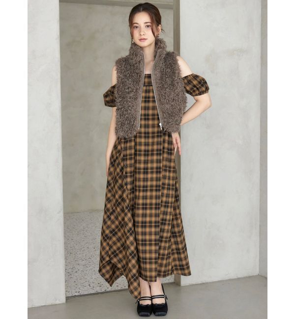 CALNAMUR「フェイクファーノースリーブスタンドブルゾン」|ブルゾン・スタジャン|