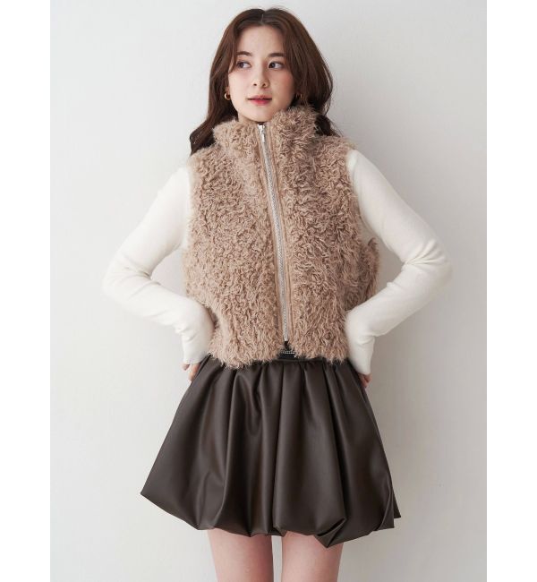 CALNAMUR「フェイクファーノースリーブスタンドブルゾン」|ブルゾン・スタジャン|