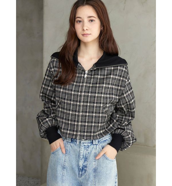 CALNAMUR「チェックニットソーブルゾン」|ブルゾン・スタジャン|