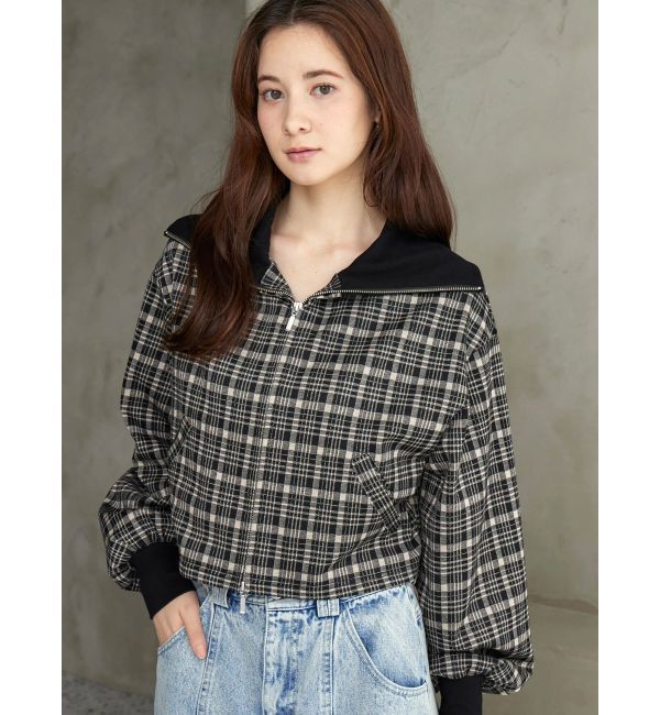 CALNAMUR「チェックニットソーブルゾン」|ブルゾン・スタジャン|