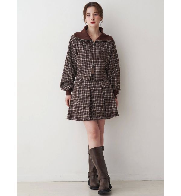 CALNAMUR「チェックニットソーブルゾン」|ブルゾン・スタジャン|