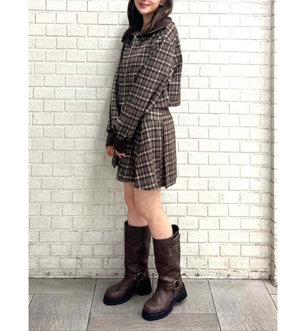 CALNAMUR「チェックニットソーブルゾン」|ブルゾン・スタジャン|