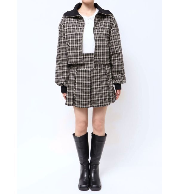 CALNAMUR「チェックニットソーブルゾン」|ブルゾン・スタジャン|