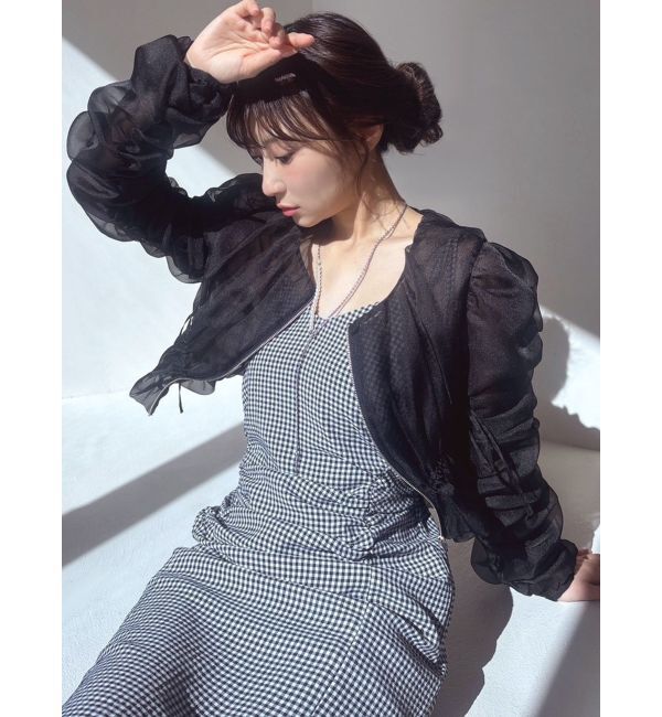 RESEXXY「ギャザークロップドシアーブルゾン」|ブルゾン・スタジャン|