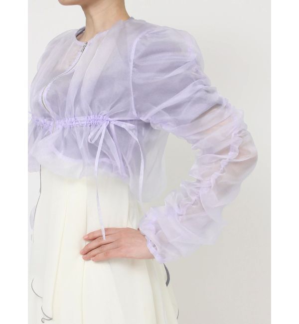 RESEXXY「ギャザークロップドシアーブルゾン」|ブルゾン・スタジャン|