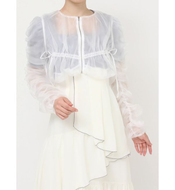 RESEXXY「ギャザークロップドシアーブルゾン」|ブルゾン・スタジャン|