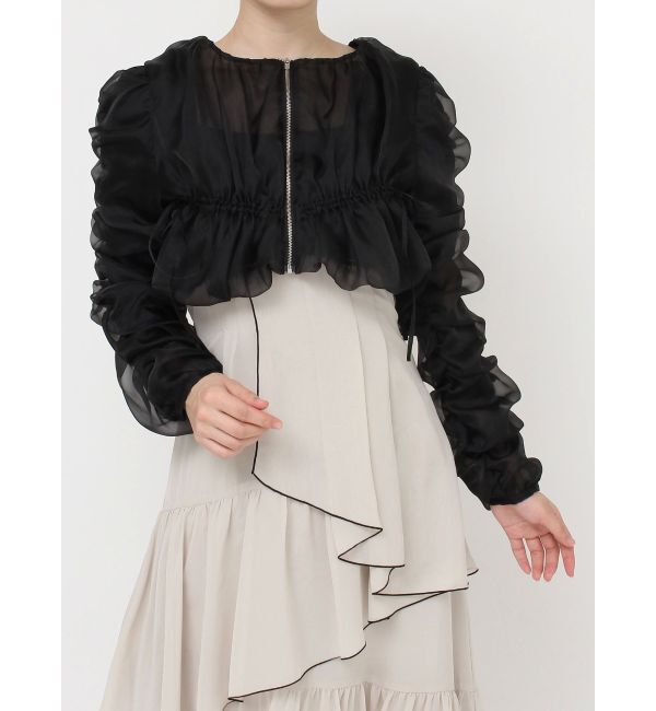 RESEXXY「ギャザークロップドシアーブルゾン」|ブルゾン・スタジャン|