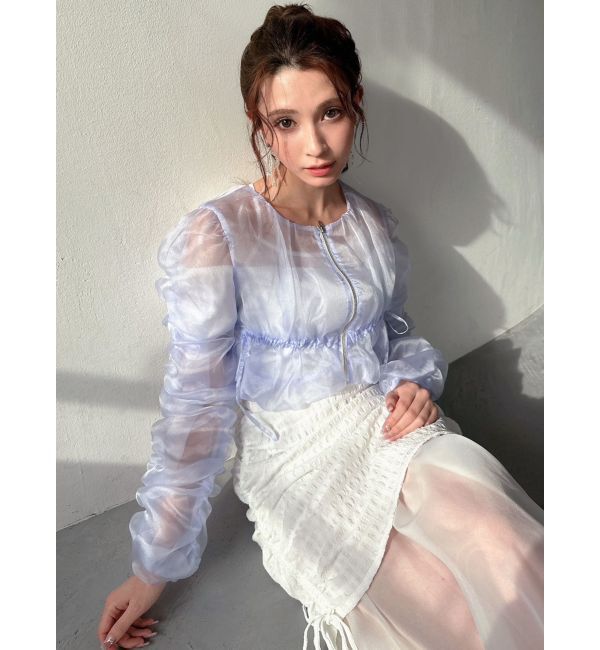 RESEXXY「ギャザークロップドシアーブルゾン」|ブルゾン・スタジャン|