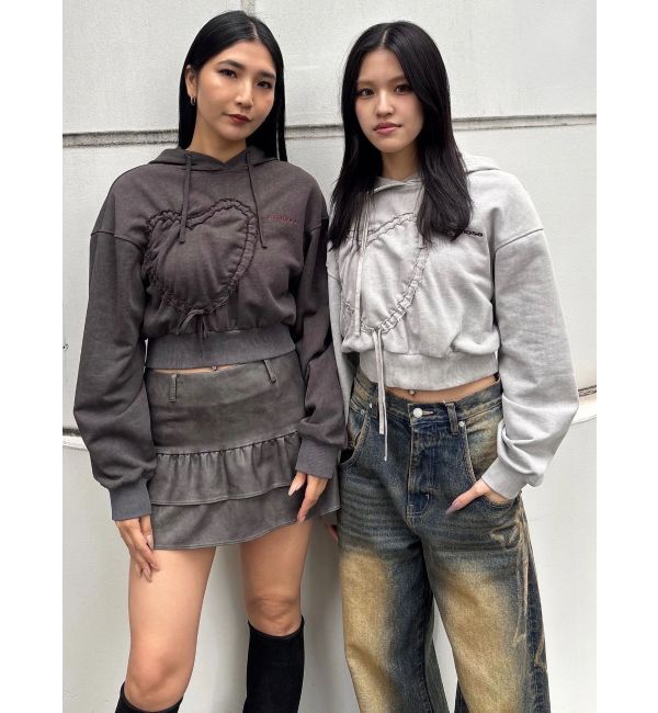 EMODA「ストリングハートクロップパーカー」|パーカー|