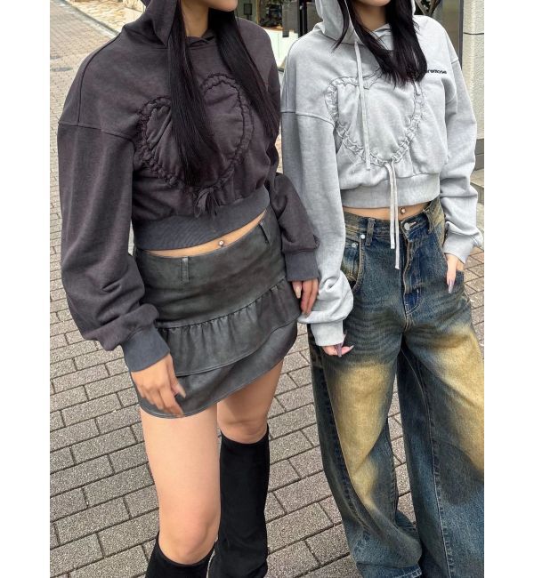 EMODA「ストリングハートクロップパーカー」|パーカー|