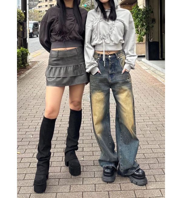 EMODA「ストリングハートクロップパーカー」|パーカー|