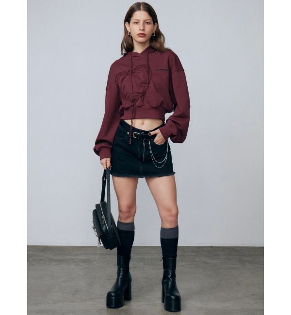 EMODA「ストリングハートクロップパーカー」|パーカー|