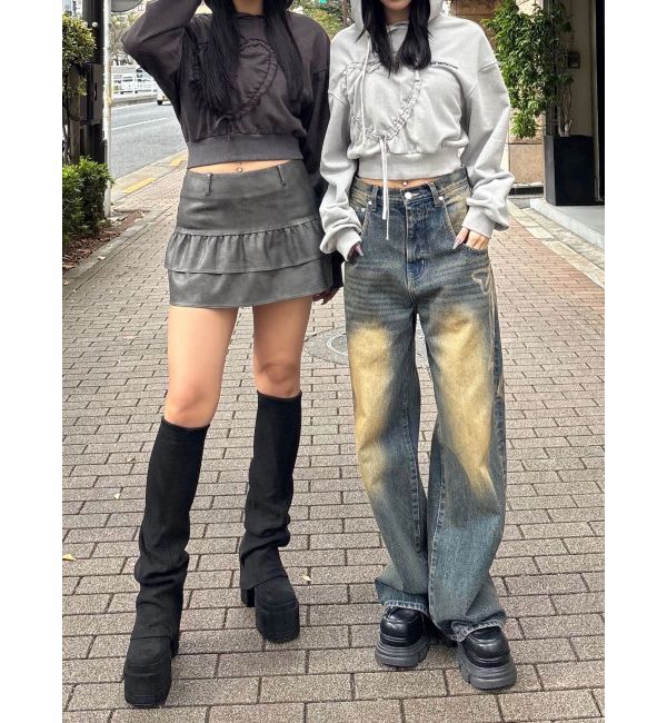 EMODA「ストリングハートクロップパーカー」|パーカー|