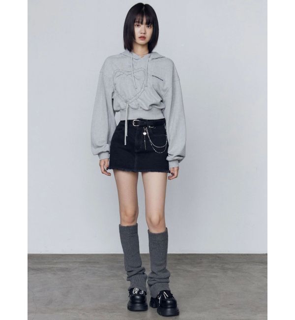 EMODA「ストリングハートクロップパーカー」|パーカー|