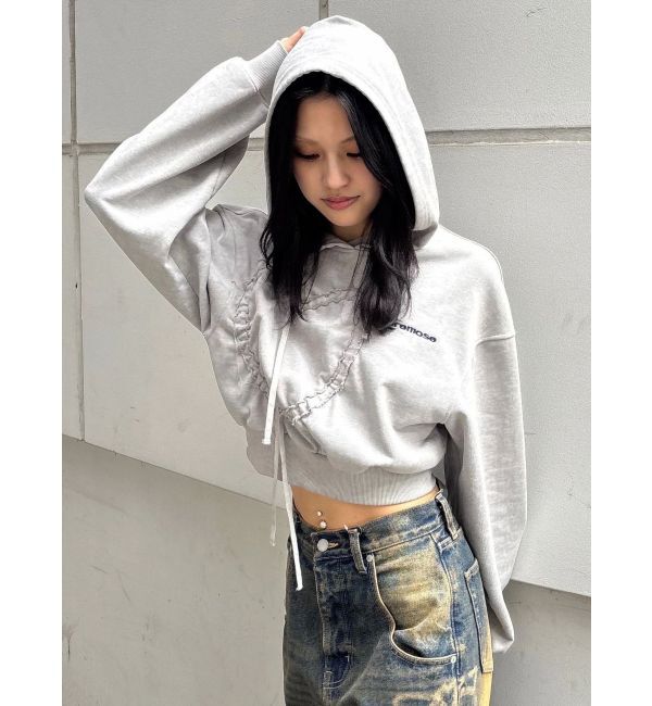 EMODA「ストリングハートクロップパーカー」|パーカー|