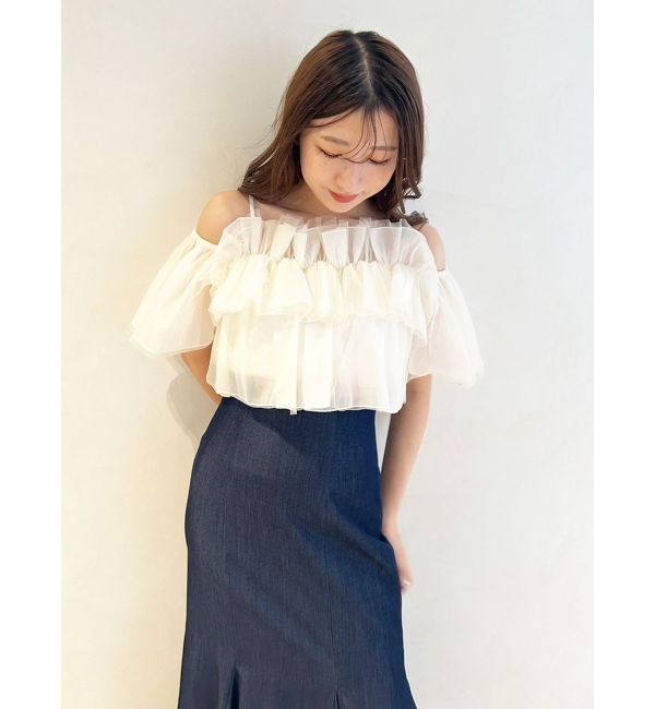 MERCURYDUO「チュールフリルトップス」|シャツ・ブラウス|