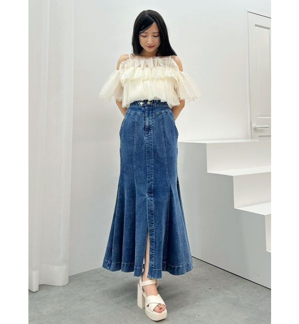 MERCURYDUO「チュールフリルトップス」|シャツ・ブラウス|